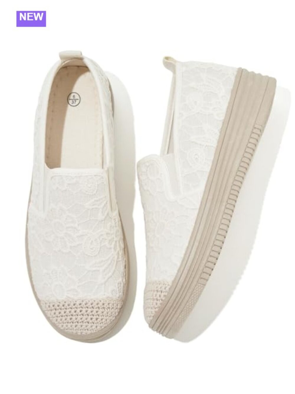 Women's Lace Embroidered Slip On Flats Round Toe Comfort Loafers